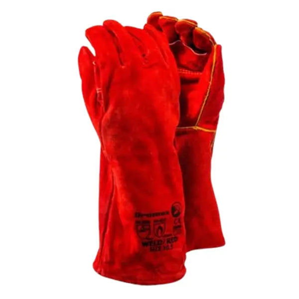 RED WELDING GLOVE 8" LEATHER CUFF