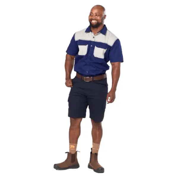 NAVY/KHAKI 2 TONE SHORT SLEEVE SHIRT
