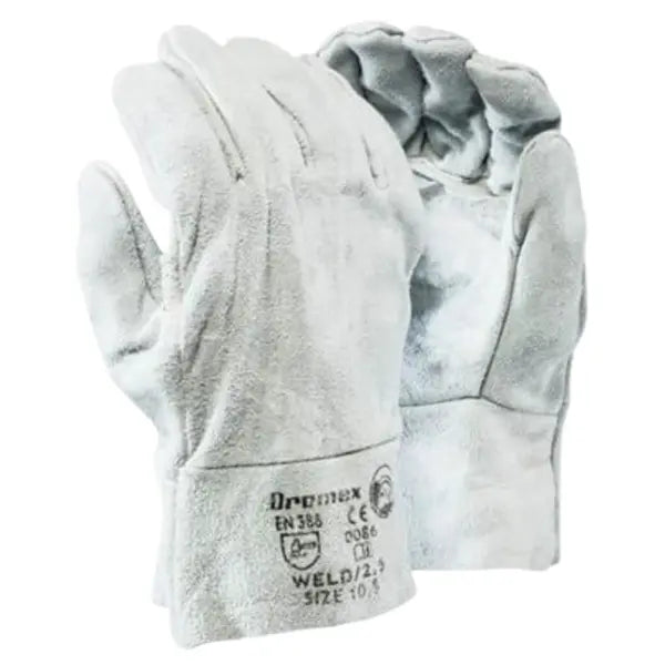 2.5" CHROME LEATHER DBL PALM GLOVES