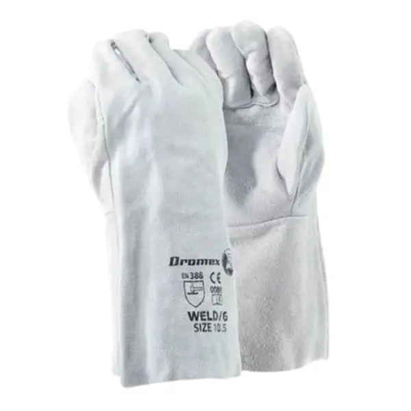 6" CHROME LEATHER DBL PALM GLOVE